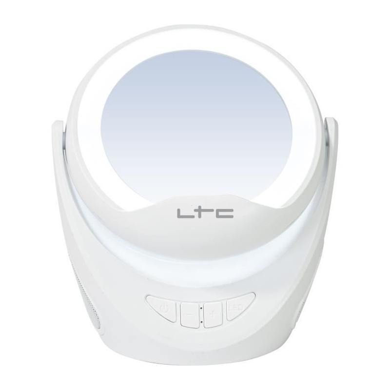 LTC MIRROR PHONE Miroir lumineux LED sur batterie - haut-parleurs - Bluetooth - Support téléphone - Blanc