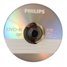 DVD-R 4,7GB / 120MIN PHILIPS ÉCRITURE 16X MATT SILVER - CAKEBOX DE 10 DVD-R