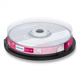 DVD-R 4,7GB / 120MIN PHILIPS ÉCRITURE 16X MATT SILVER - CAKEBOX DE 10 DVD-R - vue emballage