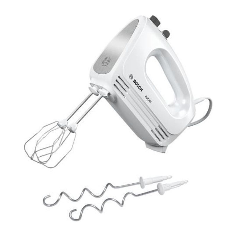 BOSCH MFQ24200 Blanc / Inox CLEVERMIXX Batteur électrique - 400W - Fouets et crochets