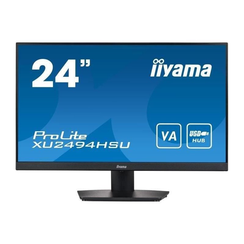 IIYAMA ProLite XU2494HSU-B2 Ecran PC 24'' FHD - Dalle VA - 4 ms - 75Hz - HDMI, DP - vue de face