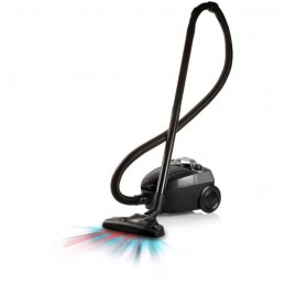 DOMO DO1033S Noir Aspirateur traîneau compact avec sac 1.5L - 450W - Rayon d'action 7m - vue de trois quart