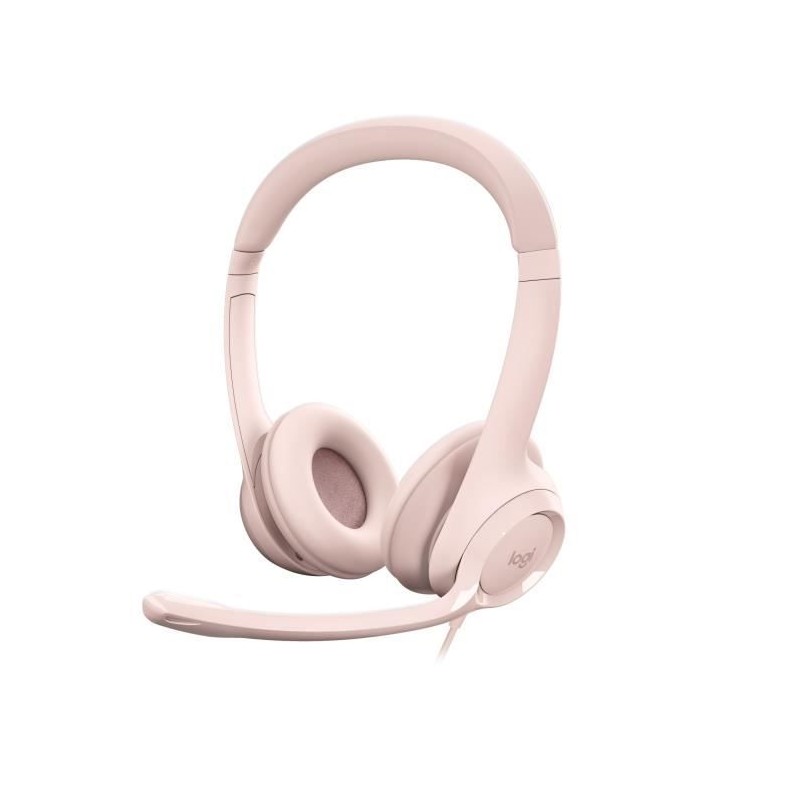 LOGITECH H390 Rose Casque Filaire Stéréo avec Microphone Antibruit, USB-A (981-001281)