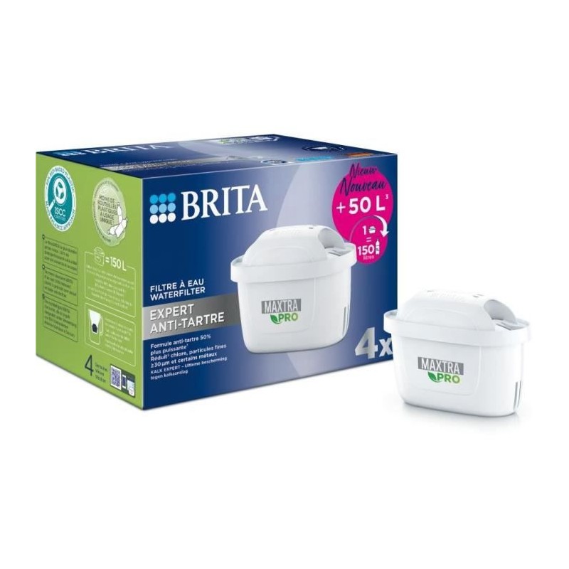 BRITA 1050433 Pack 4 cartouches MAXTRA PRO Expert anti-tartre - Filtre à  eau avec Quadrimedia