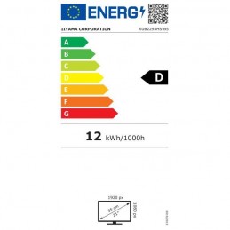 IIYAMA XUB2293HS-B5 Ecran PC 22'' FHD - Dalle IPS - 3ms - 75Hz - HDMI, DP - mode portrait - vue étiquette énergie