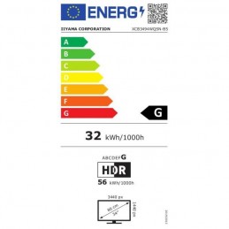 IIYAMA XCB3494WQSN-B5 Ecran PC 34'' UWQHD Incurvé - Dalle VA - 0.4ms - 120Hz - HDMI, DP, USB, KVM - vue étiquette