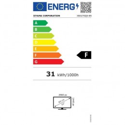 IIYAMA XB3270QS-B5 Ecran PC 32'' WQHD - Dalle IPS - 4ms - 60Hz - HDMI, DP, DVI - vue étiquette énergie