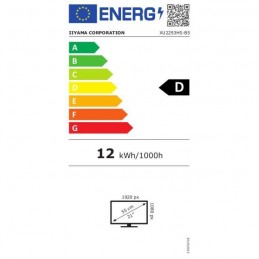 IIYAMA XU2293HS-B5 Ecran PC 22'' FHD - Dalle IPS - 3ms - 75Hz - HDMI, DisplayPort - vue étiquette énergie