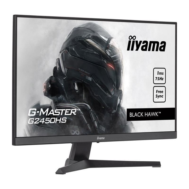 IIYAMA G-Master Black Hawk G2450HS-B1 Ecran PC 24'' FHD Gamer - Dalle VA - 1ms - 75Hz - HDMI, DP - FreeSync