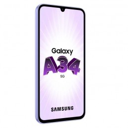 SAMSUNG Galaxy A34 5G Lavande Smartphone 6.6'' - RAM 6Go - Stockage 128Go - Android 13 - vue de trois quart gauche