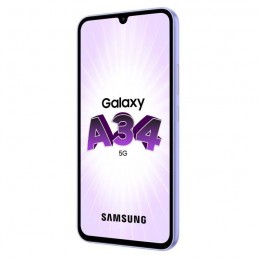 SAMSUNG Galaxy A34 5G Lavande Smartphone 6.6'' - RAM 6Go - Stockage 128Go - Android 13 - vue de trois quart droit