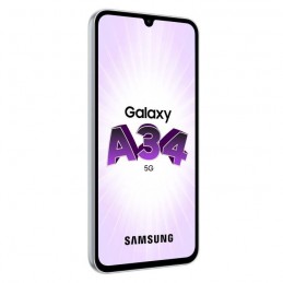 SAMSUNG Galaxy A34 5G Argent Smartphone 6.6'' - RAM 6Go - Stockage 128Go - Android 13 - vue de trois quart gauche