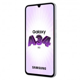 SAMSUNG Galaxy A34 5G Argent Smartphone 6.6'' - RAM 6Go - Stockage 128Go - Android 13 - vue de trois quart droit