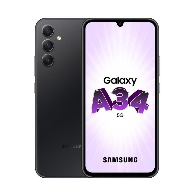 SAMSUNG Galaxy A34 5G Noir Smartphone 6.6'' - RAM 6Go - Stockage 128Go - Android 13