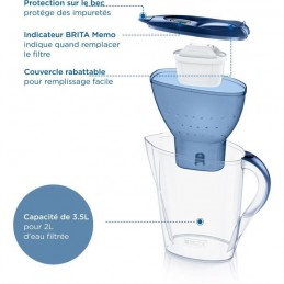 BRITA 1051122 Carafe filtrante Marella bleue XL 3.5L - inclus 1 cartouche MAXTRA PRO All-In-1 - vue C