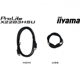 IIYAMA Prolite X2283HSU-B1 Ecran PC 22'' FHD - Dalle VA - 1ms - 75Hz - HDMI, DP, USB - Freesync - vue accessoires