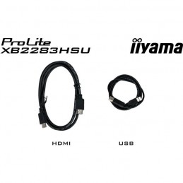 IIYAMA Prolite X2283HSU-B1 Ecran PC 22'' FHD - Dalle VA - 1ms - 75Hz - HDMI, DP, USB - Mode portrait - vue cables