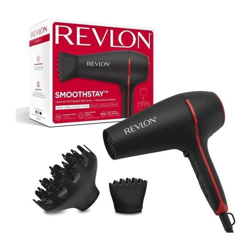 REVLON RVDR5317 Sèche-cheveux Smoothstay 2000W - Diffuseur Volumateur