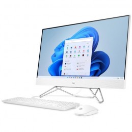 HP All-in-One 27-cb0025nf PC de bureau 27'' FHD - Ryzen 7-5700U - RAM 16Go - SSD 512Go - W11 + Clavier et souris - vue de 3/4