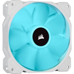 CORSAIR SP120 RGB ELITE Blanc Ventilateur SP Series 120mm (CO-9050136-WW) - vue ON Cyan