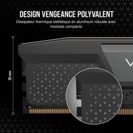 CORSAIR Vengeance 32Go DDR5 (2x 16Go) RAM DIMM 5200MHz CL40 Noir (CMK32GX5M2B5200C40) - vue Design