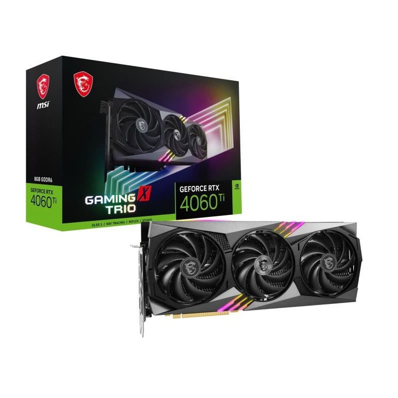 MSI GeForce RTX 4060 Ti GAMING X TRIO 8Go Carte Graphique Nvidia - HDMI, DP