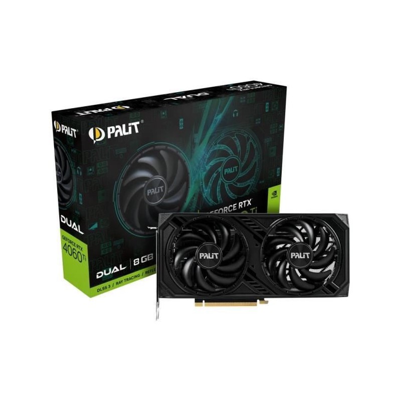 PALIT GeForce RTX 4060 Ti Dual 8Go Carte Graphique Nvidia HDMI, DP