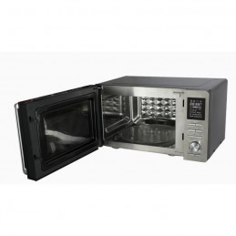 CONTINENTAL EDISON CEMO25SG13S3 Silver Micro-ondes combiné 25L - 900W - Grill 1000W - Plateau 27cm - vue porte ouverte