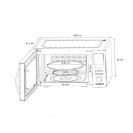 CONTINENTAL EDISON CEMO25SG13S3 Silver Micro-ondes combiné 25L - 900W - Grill 1000W - Plateau 27cm - vue dimensions