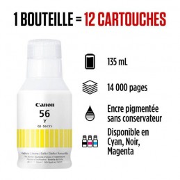 CANON GI-56Y Jaune Bouteille d'encre (4432C001) pour MAXIFY GX3050, GX5050, GX7050 - vue capacité