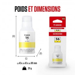 CANON GI-56Y Jaune Bouteille d'encre (4432C001) pour MAXIFY GX3050, GX5050, GX7050 - vue dimensions