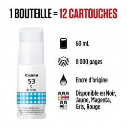 CANON GI-53C Cyan Bouteille d'encre (4673C001) pour PIXMA G650 et G550 - vue équivalence