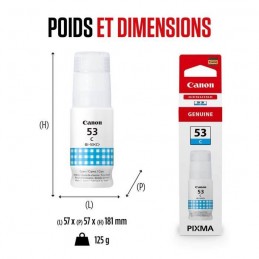 CANON GI-53C Cyan Bouteille d'encre (4673C001) pour PIXMA G650 et G550 - vue dimensions