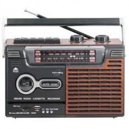 INOVALLEY RK10N Marron et Noir Radio AM FM K7 Lecteur enregistreur - vue de face