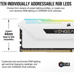 CORSAIR Vengeance RGB Pro SL 32Go DDR4 (2x 16Go) RAM DIMM 3600MHz CL18 (CMH32GX4M2D3600C) - vue hauteur
