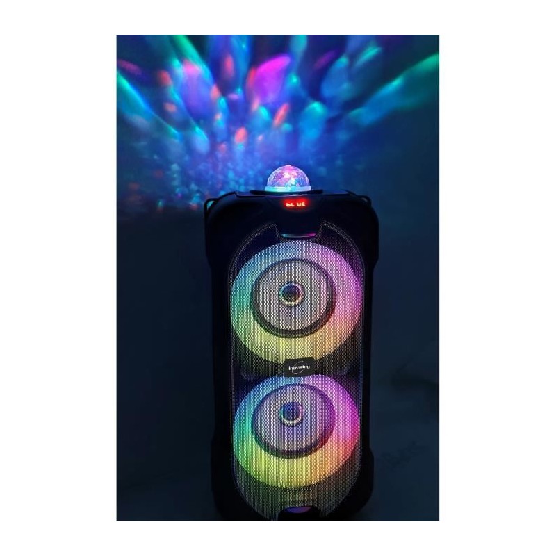 INOVALLEY KA07 BOWL Noir Enceinte bluetooth karaoke 40W - Boule LED Multicolore