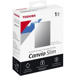TOSHIBA 1To Canvio Slim Argent Disque dur externe USB 3.2 (HDTD310ES3DA) - vue emballage