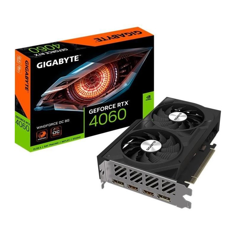 GIGABYTE GeForce RTX™ 4060 WINDFORCE OC 8G Carte Graphique nVIDIA - HDMI, DP