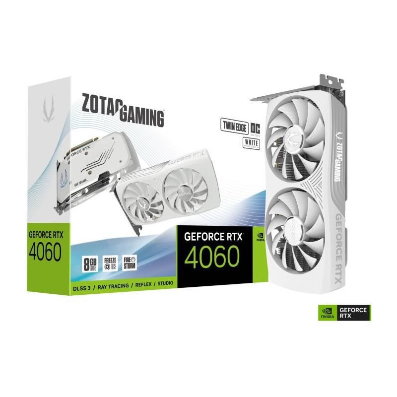 ZOTAC GeForce RTX 4060 Twin Edge OC White 8Go Carte Graphique Nvidia - HDMI, DP