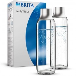 BRITA Pack de 2 bouteilles en verre 1L sodaTRIO