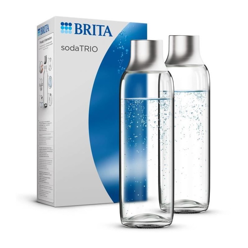 BRITA Pack de 2 bouteilles en verre 1L sodaTRIO