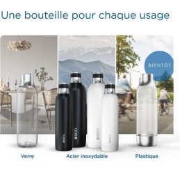 BRITA Pack de 2 bouteilles en verre 1L sodaTRIO - vue une bouteille pour chaque usage