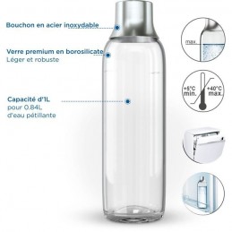 BRITA Pack de 2 bouteilles en verre 1L sodaTRIO - vue caractéristiques