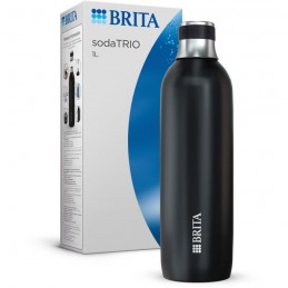 BRITA Bouteille Noir pour sodaTRIO 1L pour gazéifier environ 0.8L - acier inoxydable