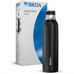 BRITA Bouteille Noir pour sodaTRIO 0.65L pour gazéifier environ 0.5L - acier inoxydable