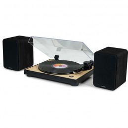 THOMSON WS600DUO Noir Chaine HiFi 2 enceintes avec caisson en bois - 100W - Bluetooth 5.0 - 2 sorties RCA