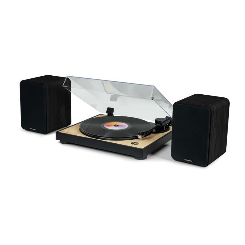 THOMSON WS600DUO Noir Chaine HiFi 2 enceintes avec caisson en bois - 100W - Bluetooth 5.0 - 2 sorties RCA