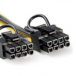 Adaptateur doubleur Alimentation PCIe 6 pins vers 2x 8 pins (6 + 2 pins) pour carte PCI Express - vue zoom connecteurs 8 pins