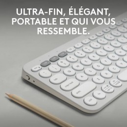 LOGITECH Pebble Keys 2 K380S Blanc Clavier sans fil Bluetooth (920-011804) - vue ultra fin