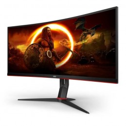 AOC CU34G2X/BK Ecran PC 34'' UWQHD Incurvé Gamer - VA 1ms 144Hz - HDMI, DP - Freesync - vue de 3/4